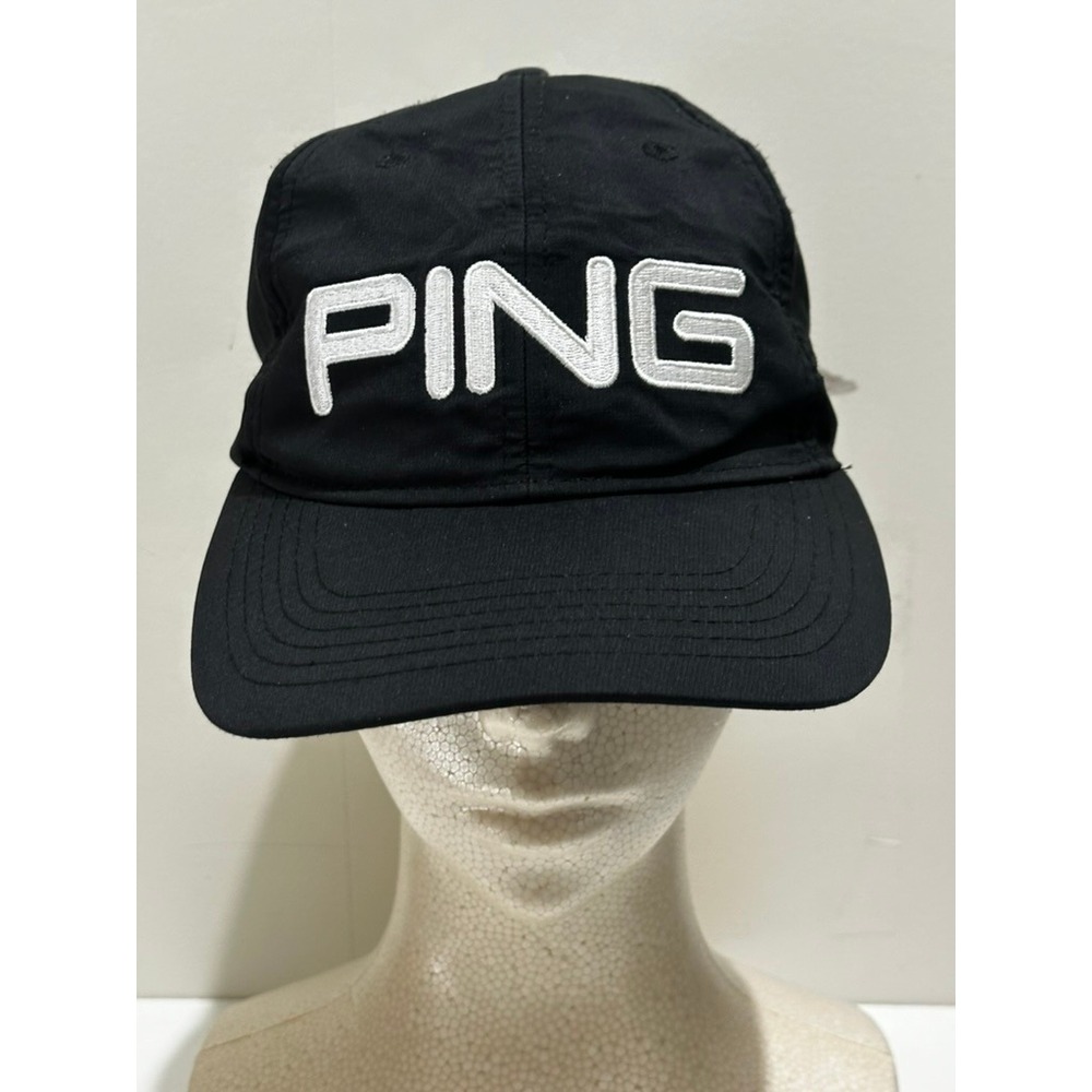 Ping Golf Hat Unisex Black White Embroidered Logo Adjustable One Size Cap